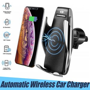 s5 automatic clamping car wireless charger air vent phone holder 360 degree rotation charging mount bracket for iphone x samsung s10 plus