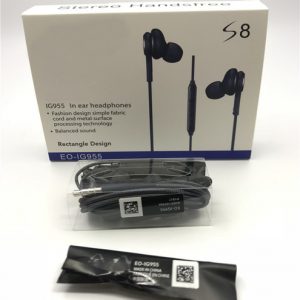 s8 black earphones headphones 3.5mm wired stereo headset in-ear earphone earbuds with mic with retail package box for samsung s8 plu