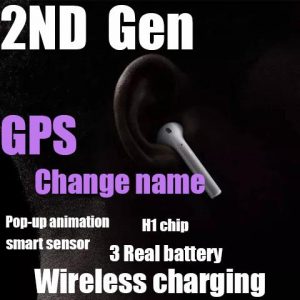 sale second-generation wireless charging function with smart sensor gps renamed wireless bluetooth headset headset h1 chip fast ship