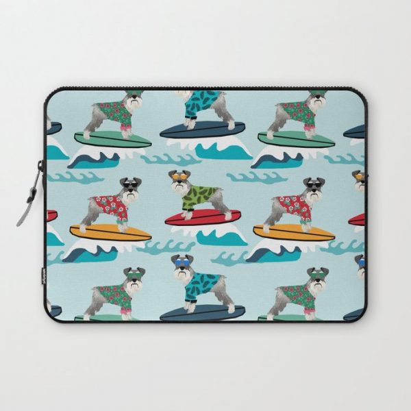 schnauzer surfing dog breed pattern Computer Cover by schnauzer network - Laptop Sleeve - 13"