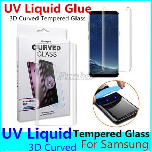 screen protector for samsung galaxy s10 s9 plus note10 3d curved tempered glass full coverage film uv light liquid tempered glass