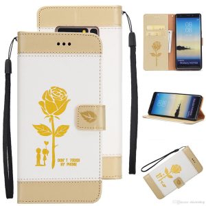 sell leather wallet phone case for samsung s5 6 7 8 flip cover card slot stand magnetic fundas printed flower case for iphone x