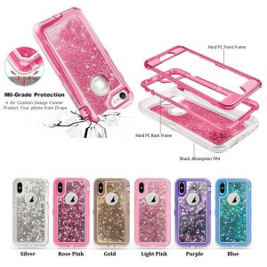 shockproof 3in1 glitter liquid bling crystal robot quicksand defender case for iphone xs max xr x 8 7 6s samsung note 9 s8 s9 s10 s10 plus