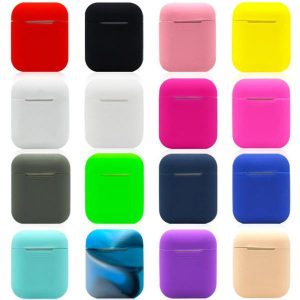 shockproof silicone protective case for apple airpods true wireless headset protective shockproof pouch with anti-dust plug