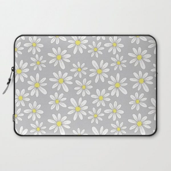 simple daisies on gray Computer Cover by Stacey Walker Oldham - Laptop Sleeve - 15"