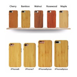 slim 2d edge to edge hybrid back cover natural wood bamboo cell phone case full body protective tpu snap-on bumper for iphone samsung galaxy