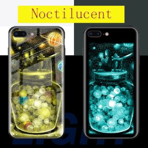 slim cartoon glass bottles fashion glossy mirror luminous shockproof phone case for iphone 11 pro/x/xs/xr 8/7/6 plus