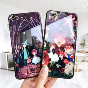 slim forest fairytale cartoon fashion glossy mirror luminous shockproof phone case for iphone 11/x/xs max/xr/8/7/6 plus