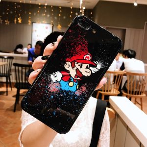 slim mario cartoon fashion glossy mirror luminous shockproof phone case for iphone 11/x/xs max/xr 8/7 plus