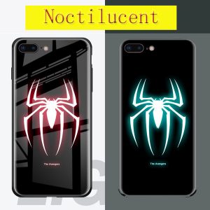 slim marvel batman spiderman fashion glossy mirror luminous shockproof phone case for iphone 11 pro/x/xs/xr 8/7/6 plus