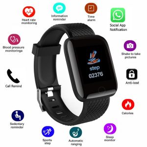 smart watch 116plus fitness tracker heart rate sphygmomanometer sports smart bracelet v4.0 ip67 waterproof for smart phones.