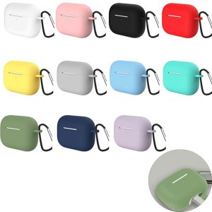 soft silicone case for airpods pro, tpu protective cover for apple bluetooth earphone wireless charging box with hook