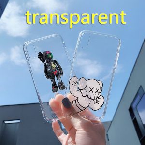 soft slim kaws doll transparent fashion creative tpu shockproof phone case for iphone 11/x/xs max/xr/8/7/6 plus