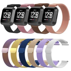 stainless steel mesh milanese magnetic loop wrist band strap for fitbit versa smart watch straps bracelet wristband