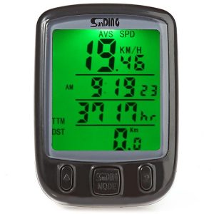 sunding sd - 563b leisure bicycle computer water resistant cycling bike computer odometer speedometer with green backlight