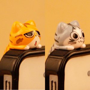 super cute cheese cats 3.5mm cell phone anti dust dirt-resistant earphone jack plug adapter to phone ser cap for iphone wholesale