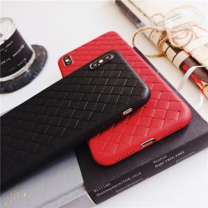 super soft phone case for iphone 8 luxury grid weaving cases for iphone x 6 6s 7 8 plus cover silicone accessories black