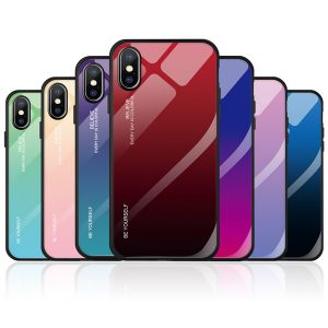 tempered glass phone case for iphone xs max xr x 8 7 6 6s plus cases gradient color soft tpu back cover for apple