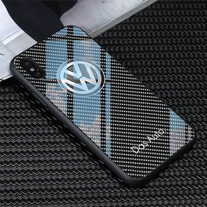 tpu+tempered glass vw logo phone case for iphone x xr xs max 7 6s 8 plus samsung s8 s9 s10 plus note 8 9 huawei p30 pro cases