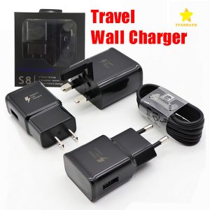 travel wall charger fast charger 5v 2a us/eu uk plug 1.2m type c cable for samsung galaxy s8 phone chargers with retail package