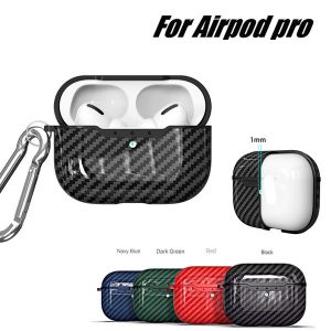 twins carbon fiber pattern earphone case for airpods pro anti-fall bluetooth earphone cover tpu airpods pro protective cover