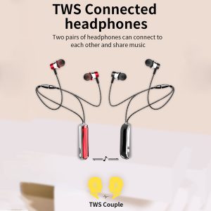 tws 5.0 earphone multi-function wireless stereoscopic headset d14 d24 with self-timer function necklace type magnetic wear