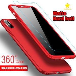 ultra-thin 360 degree coverage full body case protection hard pc full cover case for iphone 8plus iphone x 6/6splus 7plus tempered glass