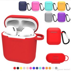 ultra thin soft silicone protector case cover sleeve pouch with anti-lost buckle hook for apple airpods air pods earphone