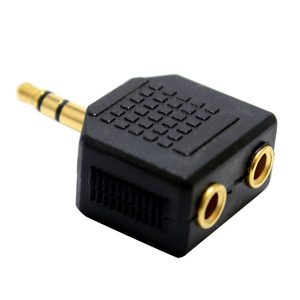 universal 3.5mm stereo jack headphone splitter 1 plug to 2 sockets earphone cables adaptor @2