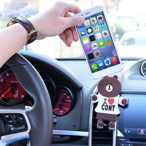 universal car phone holder soft silicone air vent clip flexible cartoon cute cell phone mobile stand holder flexible soft retail link