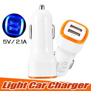 universal led dual usb car charger nokoko vehicle portable power adapter 5v 2.1a for iphone x samsung s8 note 8 with opp package