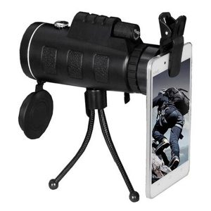 universal telescope phone lens 40x60 hd night vision monocular with clip and adjustable tripod for phone compass outdoor camera telescope