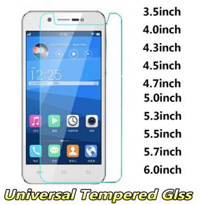 universal tempered glass phone screen protector 3.5 4.0 4.3 4.5 4.7 5.0 5.3 5.5 5.7 6.0 inch for iphone samsung huawei xiaomi zte lg sony