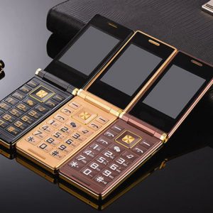 unlocked luxury gold flip dual screen business cell phone dual sim card camera mp3 3.0 inch touch screen big button mobile phone for old man