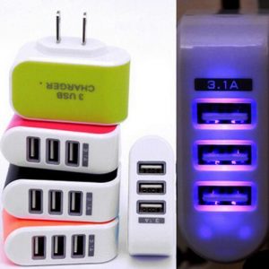 us eu plug 3 usb wall charger 5v 3.1a led adapter travel convenient power adaptor with triple usb ports for mobile phone with retail package