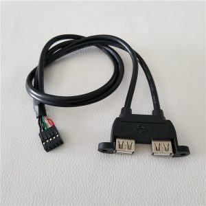 usb panel mount cable with screws dupont head 10pin to dual usb female to female data extension cable 50cm