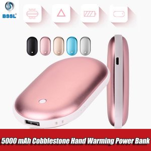 usb rechargeable electric phone charging heater 5000ma power bank mini portable travel handy long-life pocket cobblestone hand warmer power