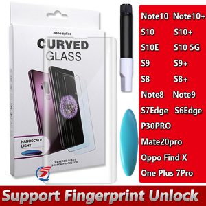 uv nano liquid glue 3d curved tempered glass for samsung galaxy note10 note 10 s10 s9 s8 plus note8 note9 s7egde huawei p30pro mate20 pro