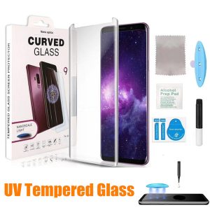 uv tempered glass for huawei p20 lite mate 20 pro uv full glue tempered glass bubble-case friendly for s10 plus