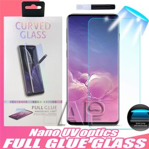 uv tempered glass for iphone 11 pro xs max samsung galaxy s10e s10 note 9 8 s8 s9 plus full liquid glue