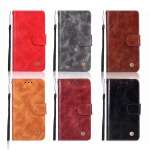 vintage leather wallet case for iphone 11 2019 samsung galaxy note 10 pro s9 plus retro id card slot flip cover luxury phone holder pouch