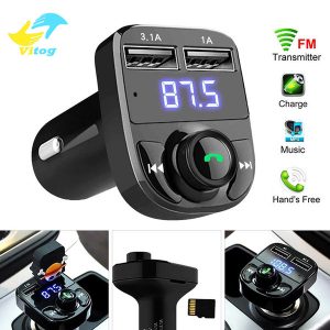 vitog fm transmitter aux modulator car kit bluetooth handscar audio receiver mp3 player with 3.1a quick charge dual usb car charger