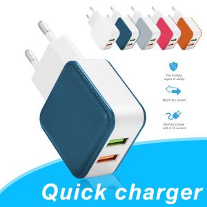 wall charger adapter 2usb mobile phone charging adapter 5v 2.1a universal home charger eu us plug for universal cellphones