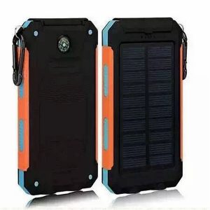 waterproof solar charger 20000mah universal power bank with led flashlight and compass for mobile phones outdoor camping