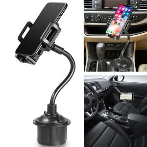 weathertech cup holder universal cell phone mount 2-in-1 car cradles adjustable gooseneck holder compatible for apple iphone x 8 with box