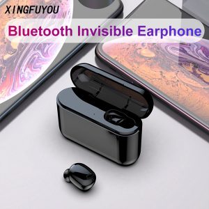 wireless bluetooth headset mini single earbud cell phone earphone with mic charging case 1200mah sport headphones