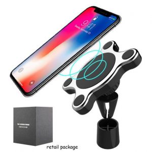 wireless charger car holder magnetic car holder car air vent mount for iphone x android samsung with retail package