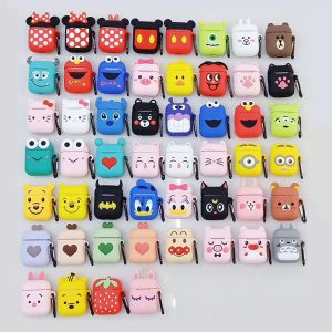 with key chain 54 cute 3d cartoon pattern earphone bags for apple airpods soft tpu case for airpods 2 wireless earbuds tpu protective cover