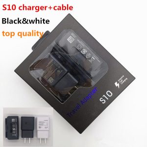 with retail box s10 s10+ s10p s8 s9 original fast charger suit 9v 1.6a 5v 2a eu us home traval usb wall charge adapter with type-c cable