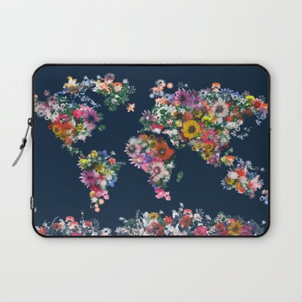 world map floral Computer Cover by Bekim ART - Laptop Sleeve - 13"